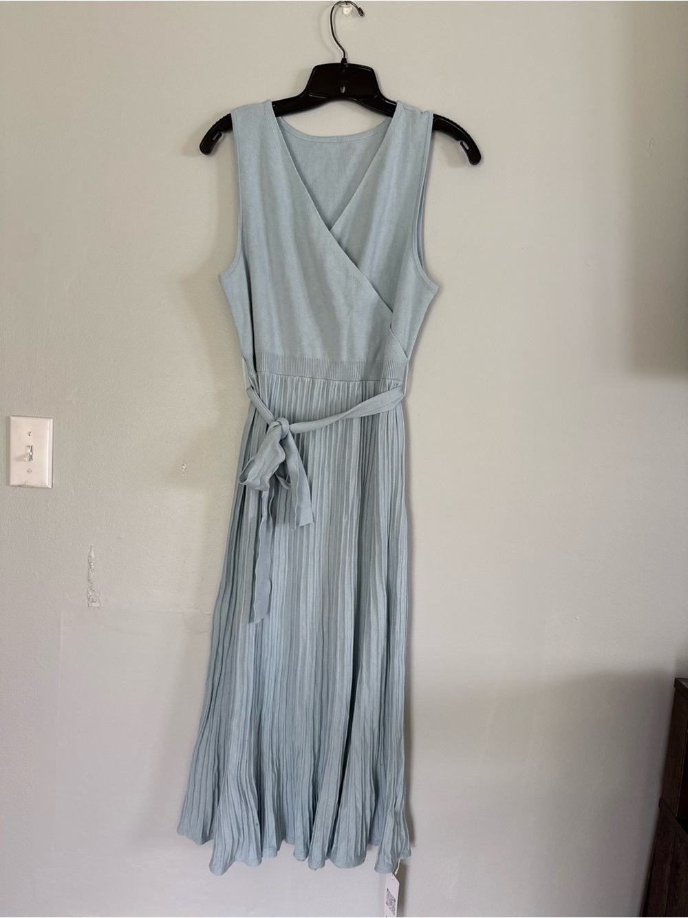 NWT V for City Womens Pleated Blue Knit Maternity Midi Dress, Size XL